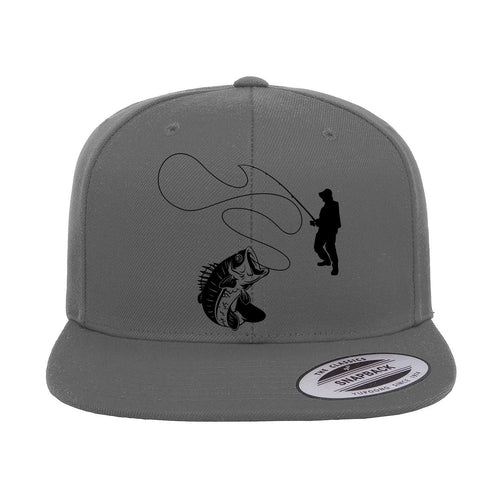 Fishing Lines Embroidered Flat Bill Cap