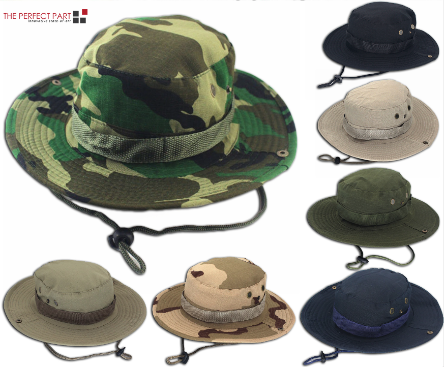Boonie Bucket Hats Outdoor Fishing Hunting Wide Brim Mesh Camo Safari