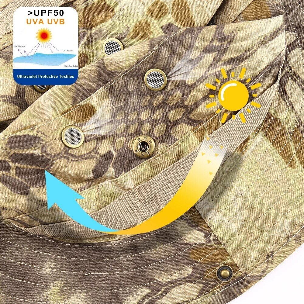 Boonie Bucket Hats Outdoor Fishing Hunting Wide Brim Mesh Camo Safari