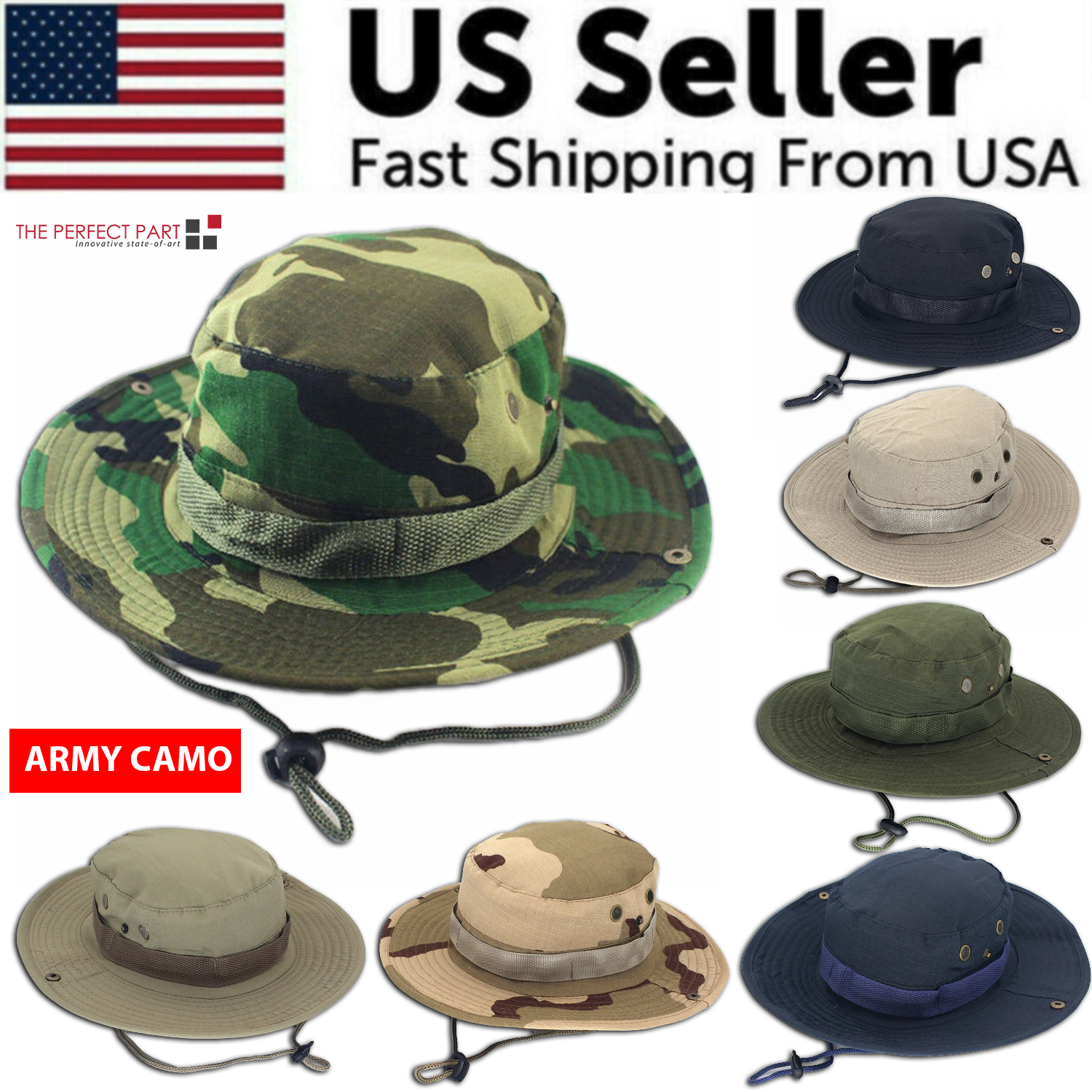 Boonie Bucket Hats Outdoor Fishing Hunting Wide Brim Mesh Camo Safari