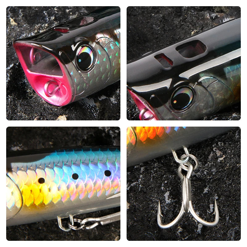 LETOYO Leurres Flottants Popper 8.5-30g - Action Irrésistible pour la Pêche en Surface