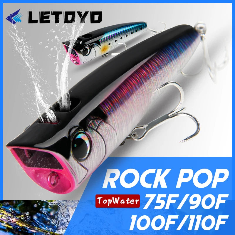LETOYO Leurres Flottants Popper 8.5-30g - Action Irrésistible pour la Pêche en Surface