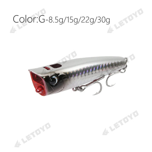 LETOYO Leurres Flottants Popper 8.5-30g - Action Irrésistible pour la Pêche en Surface