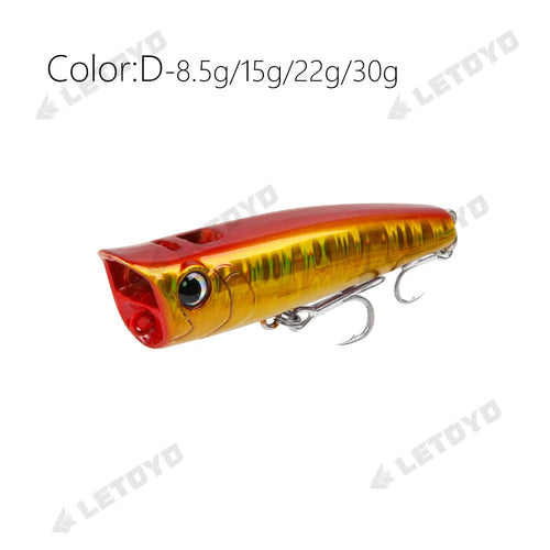 LETOYO Leurres Flottants Popper 8.5-30g - Action Irrésistible pour la Pêche en Surface