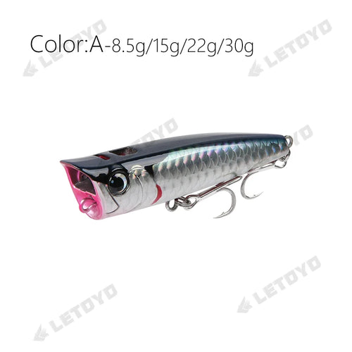 LETOYO Leurres Flottants Popper 8.5-30g - Action Irrésistible pour la Pêche en Surface