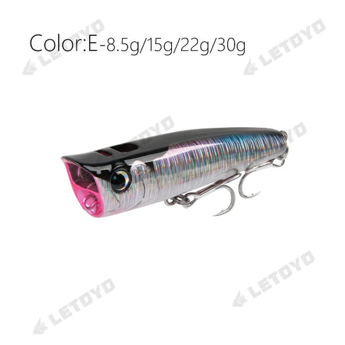 LETOYO Leurres Flottants Popper 8.5-30g - Action Irrésistible pour la Pêche en Surface