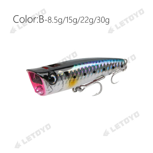 LETOYO Leurres Flottants Popper 8.5-30g - Action Irrésistible pour la Pêche en Surface
