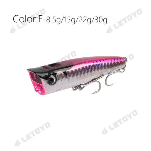 LETOYO Leurres Flottants Popper 8.5-30g - Action Irrésistible pour la Pêche en Surface