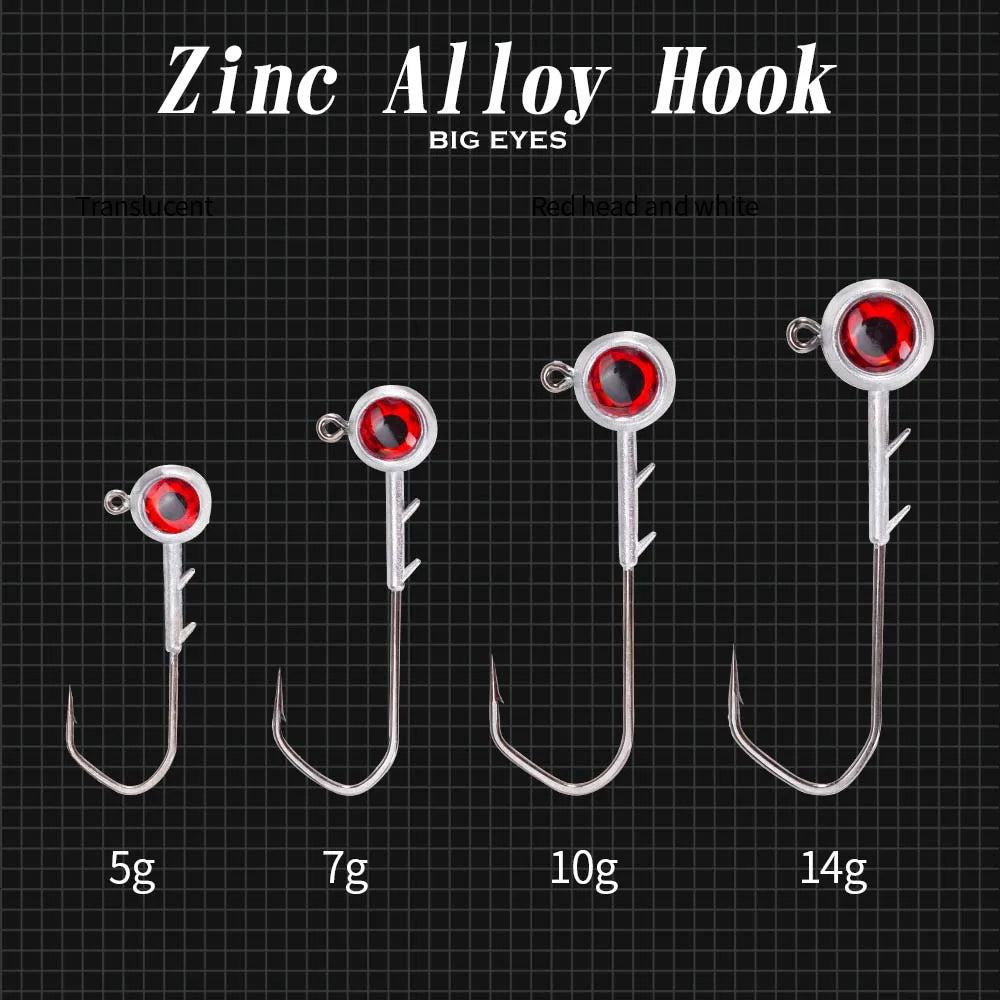 Hunthouse New Ajing Fishing Hooks With Red Eyes 5g 7g 10g 14g Zinc