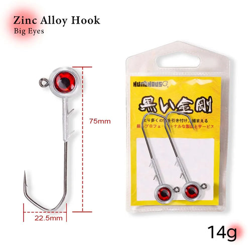 Hunthouse New Ajing Fishing Hooks With Red Eyes 5g 7g 10g 14g Zinc
