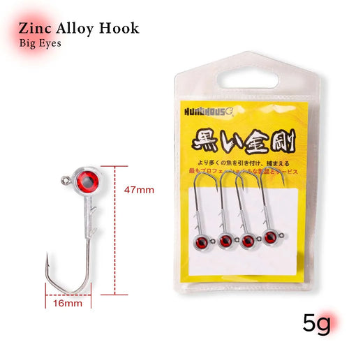 Hunthouse New Ajing Fishing Hooks With Red Eyes 5g 7g 10g 14g Zinc