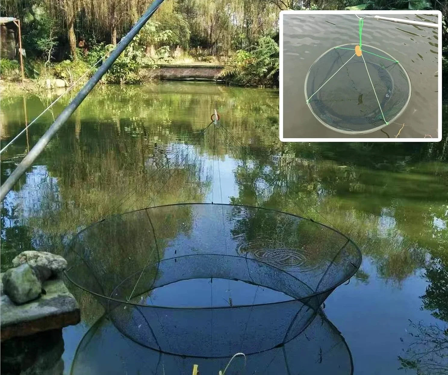 Portable Landing Fishing Net Large Foldable Drop Net Prawn Bait Crab