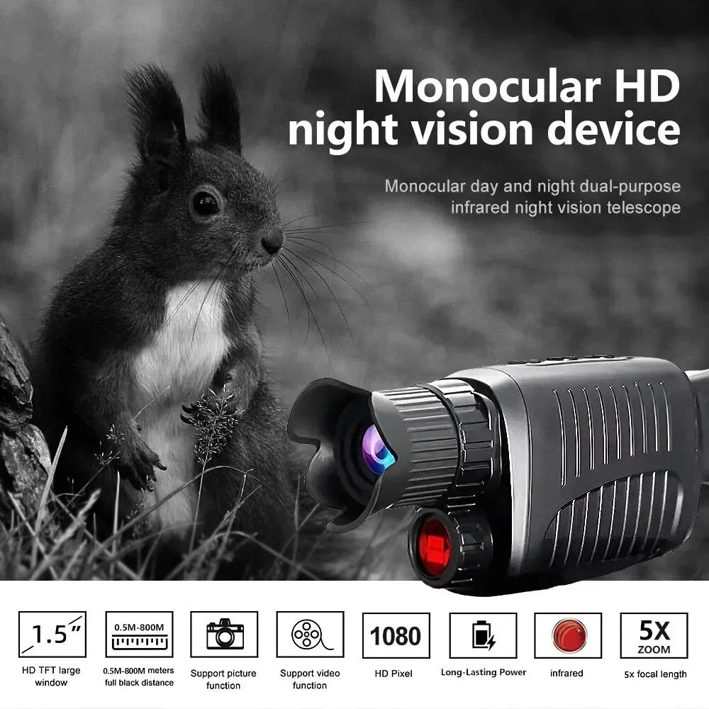 Monoculaire Vision Nocturne HD 1080P Zoom 5X Infrarouge