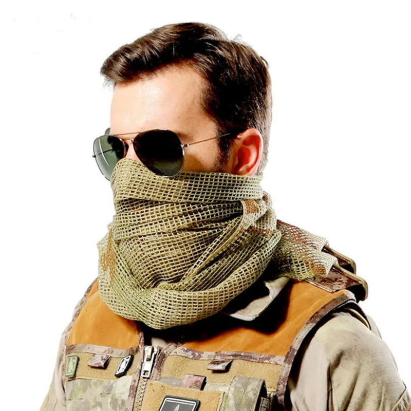 Large Camouflage Scarf Sniper Hunter Mesh Face Scarf Men Riding