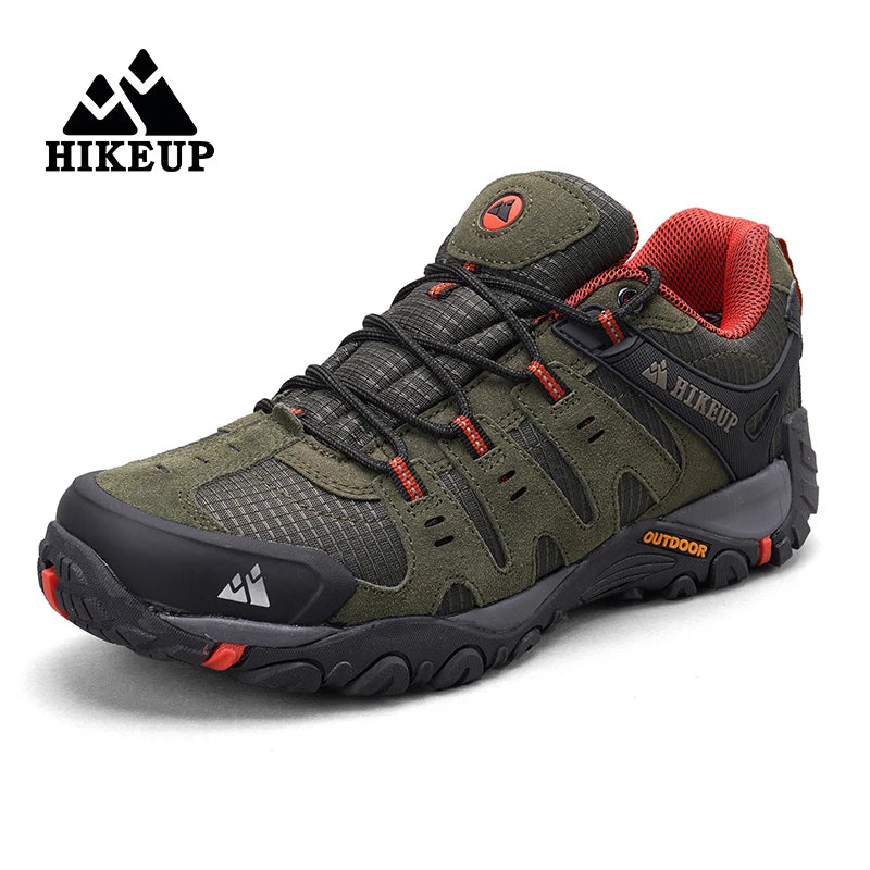 HIKEUP Men's Hiking Shoes Suede Leather Outdoor Shoes Wear-resistant