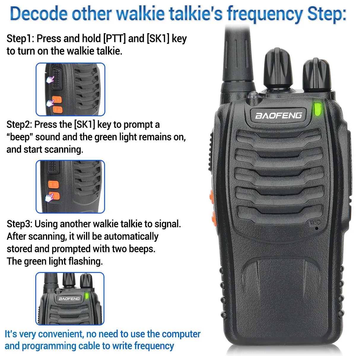 2/4PCS Baofeng BF-888S Pro Walkie Talkie Wireless Copy Frequency Long