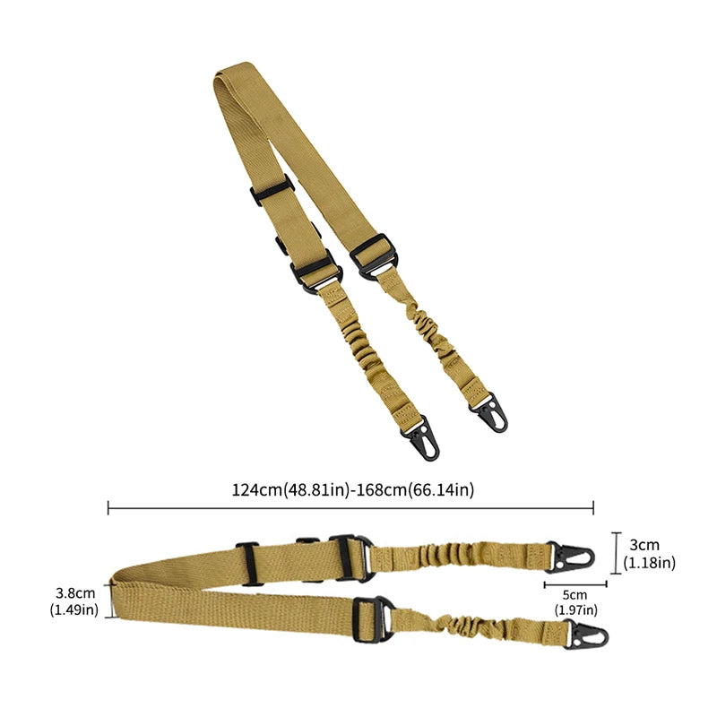 Tactical Two Points Sling Bungee Shoulder Strap Durable Nylon Rifle