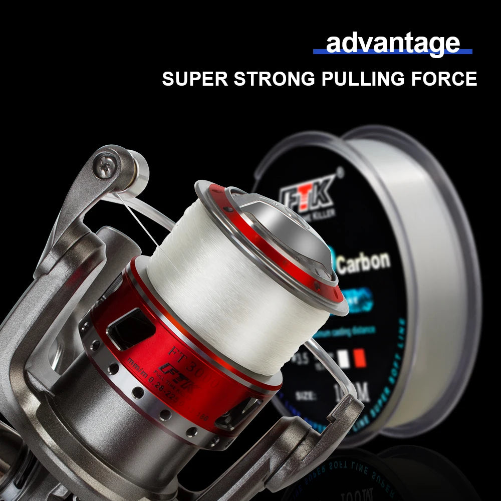 FTK Fil de Pêche Fluorocarbone 100M 0.14-0.5mm 4.13-34.32LB - Résistance et Précision