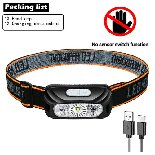 Mini Rechargeable Powerful Sensor Headlamp Fishing Camping USB Head
