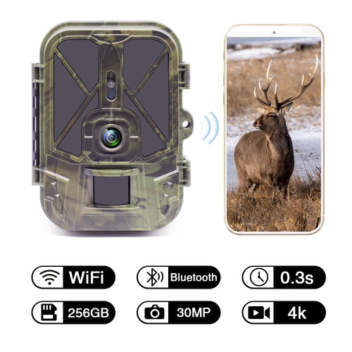 4K  30MP Live Stream WiFi Trail Camera  APP Bluetooth Hunting Cameras