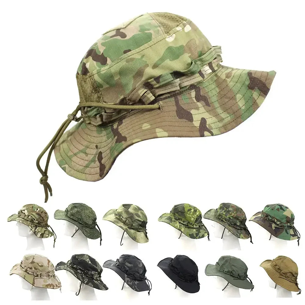 Chapeau Boonie Camouflage Tactique - Large Visière, Idéal pour les Hommes en Plein Air