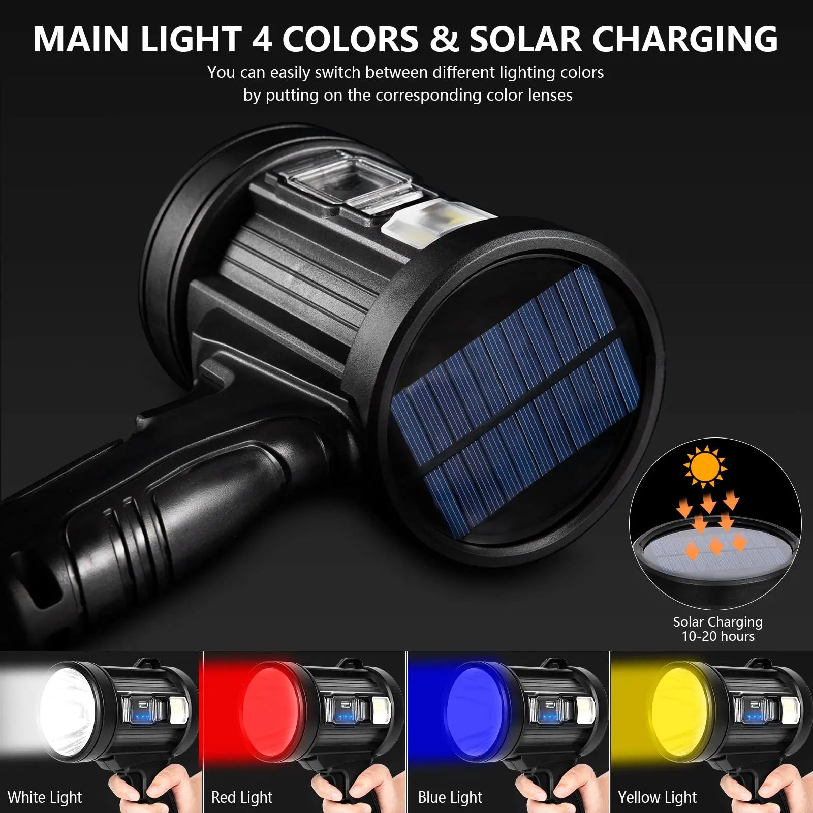Rechargeable Spotlight, 1000,000 Lumens Handheld Hunting Flashlight