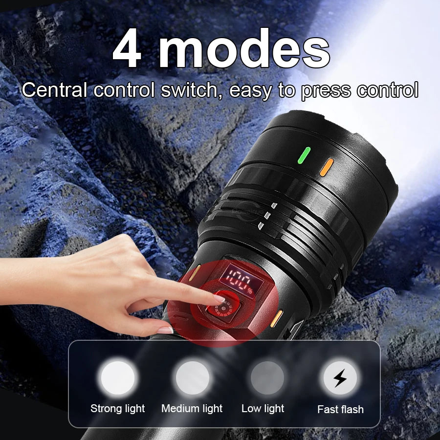 30000000LM High Power LED Flashlight Most Bright Tactical Torch