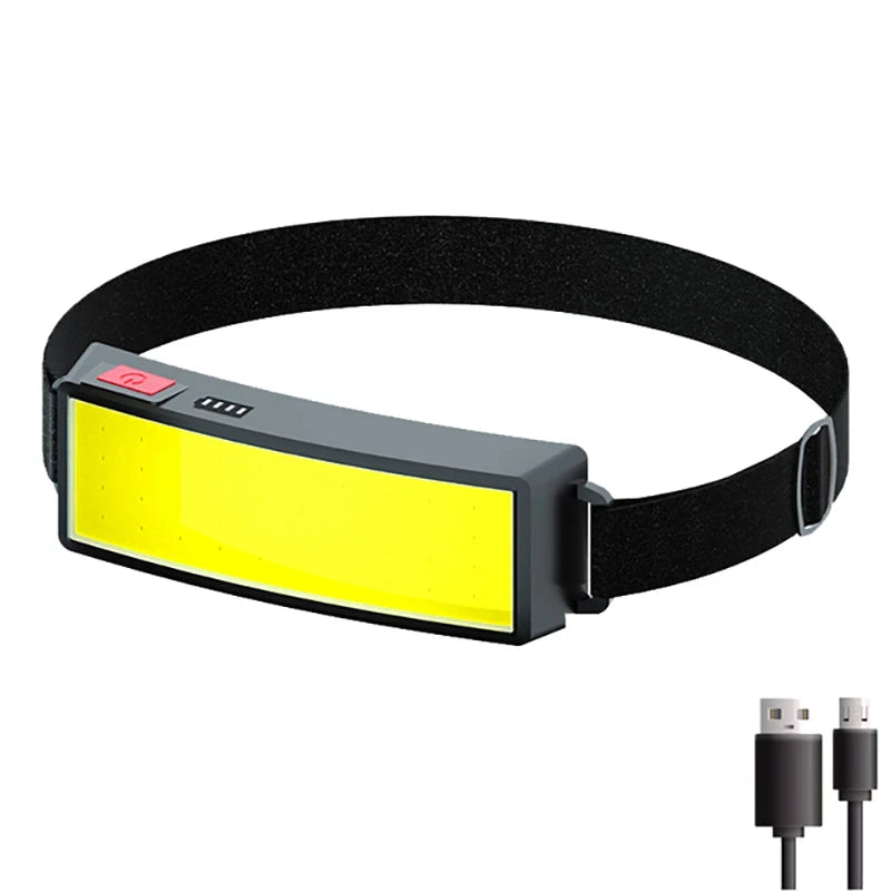 Lampe Frontale COB Haute Luminosité Rechargeable USB