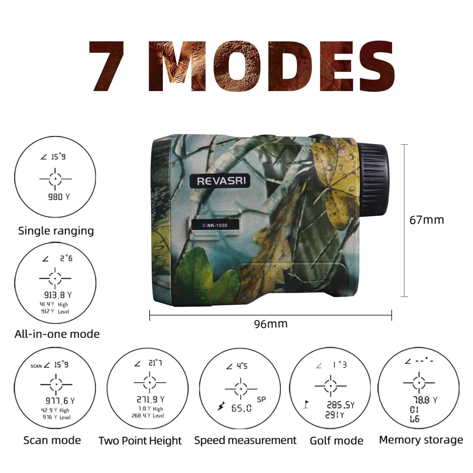 REVASRI Hunting Laser Rangefinder 1000 Yards with Rechargeable Battery