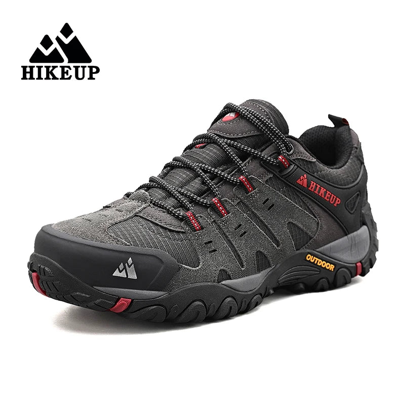 HIKEUP Men's Hiking Shoes Suede Leather Outdoor Shoes Wear-resistant