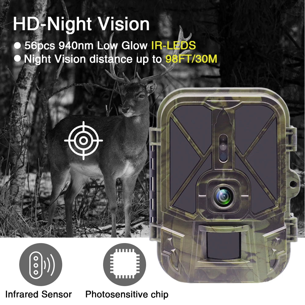4K  30MP Live Stream WiFi Trail Camera  APP Bluetooth Hunting Cameras
