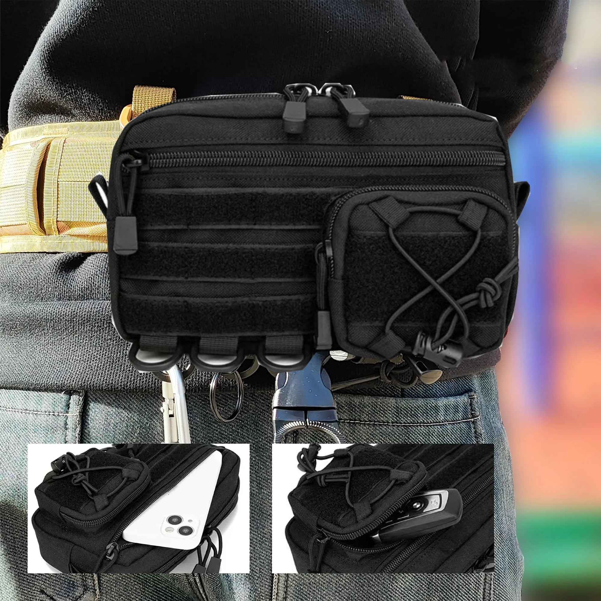 Tactical Molle Horizontal Admin Pouch with Front Drawstring Pocket EMT