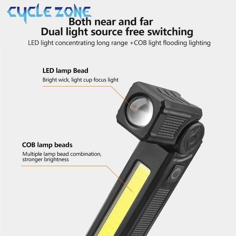 LumiFlash Lampe Pliable COB Puissante - Torche de Camping et de Travail
