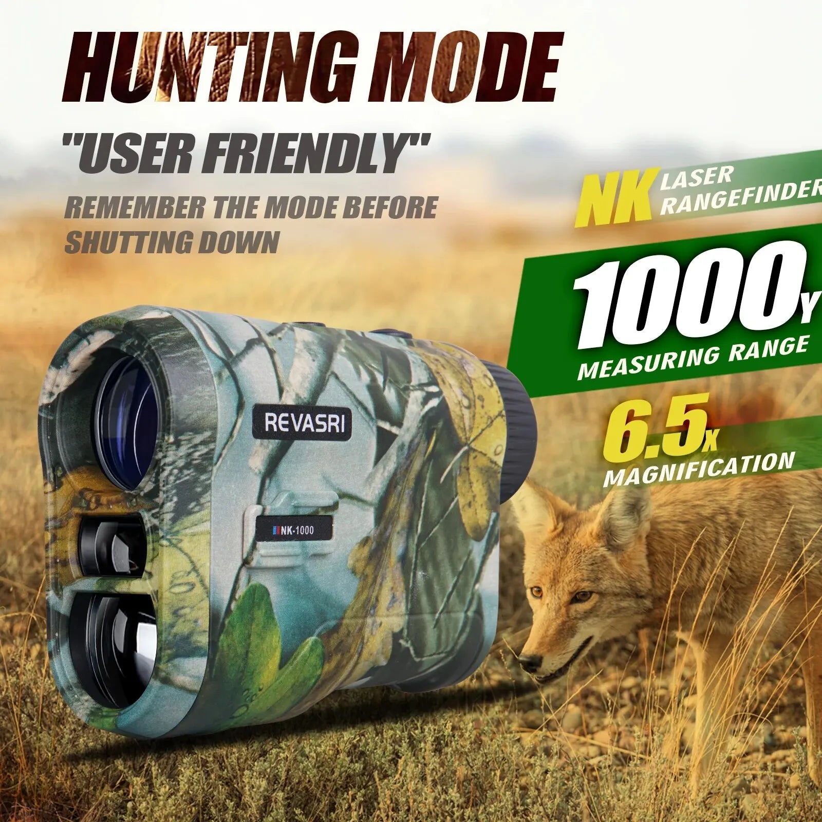 REVASRI Hunting Laser Rangefinder 1000 Yards with Rechargeable Battery