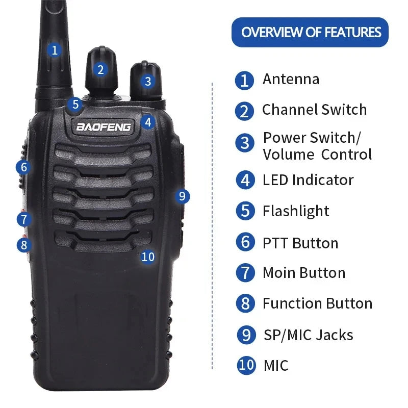 2/4PCS Baofeng BF-888S 12W Walkie Talkie Dual Band Portable Long Range