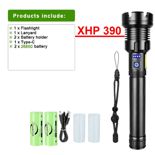 XHP390 Most Powerful Flashlight Usb Rechargeable Flashlight Strong