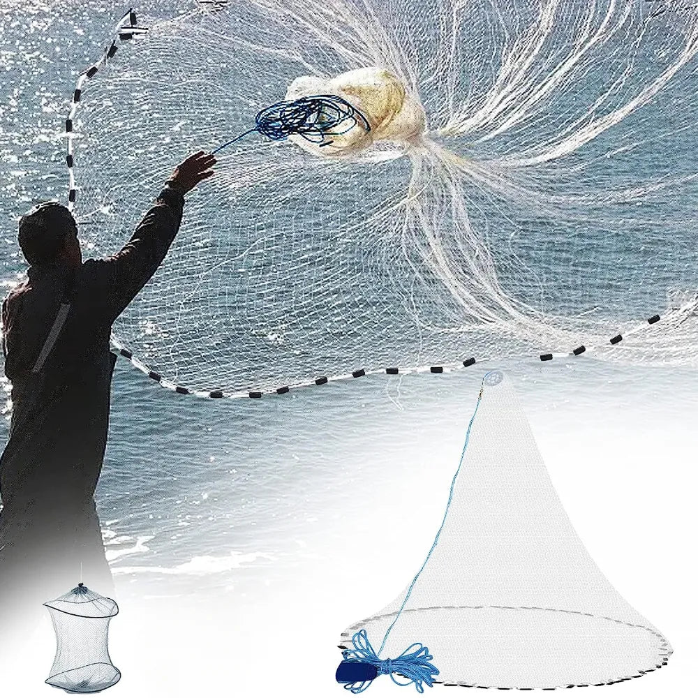 American Saltwater Fishing Cast Net 3ft Radius with Heavy Duty Zinc