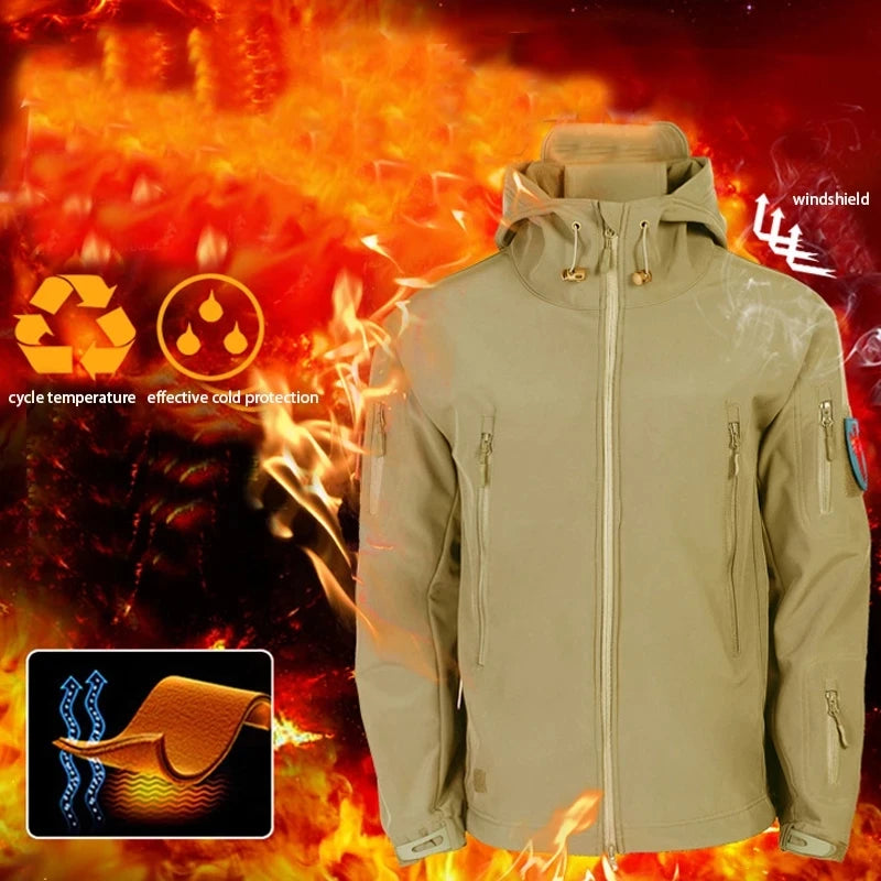 Men's Winter Autumn Softshell Fleece Jackets Waterproof Outdoor