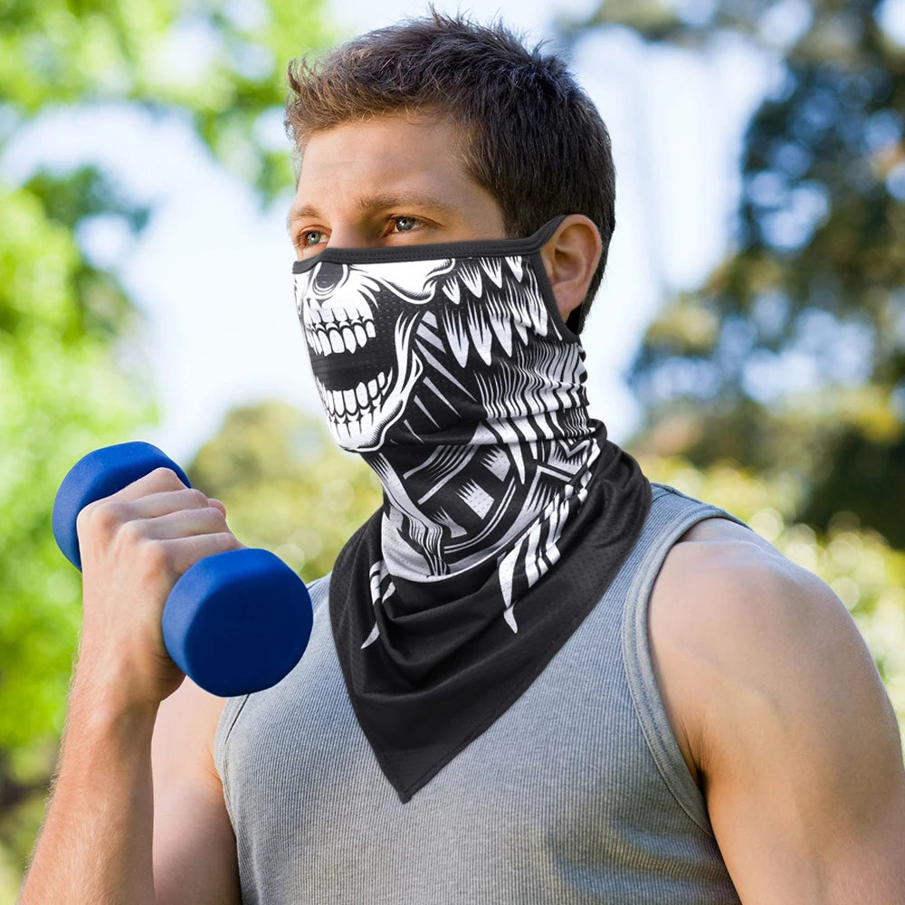 3D Skull Summer Bandana Hanging Ear Triangle Scarf Cycling Hiking