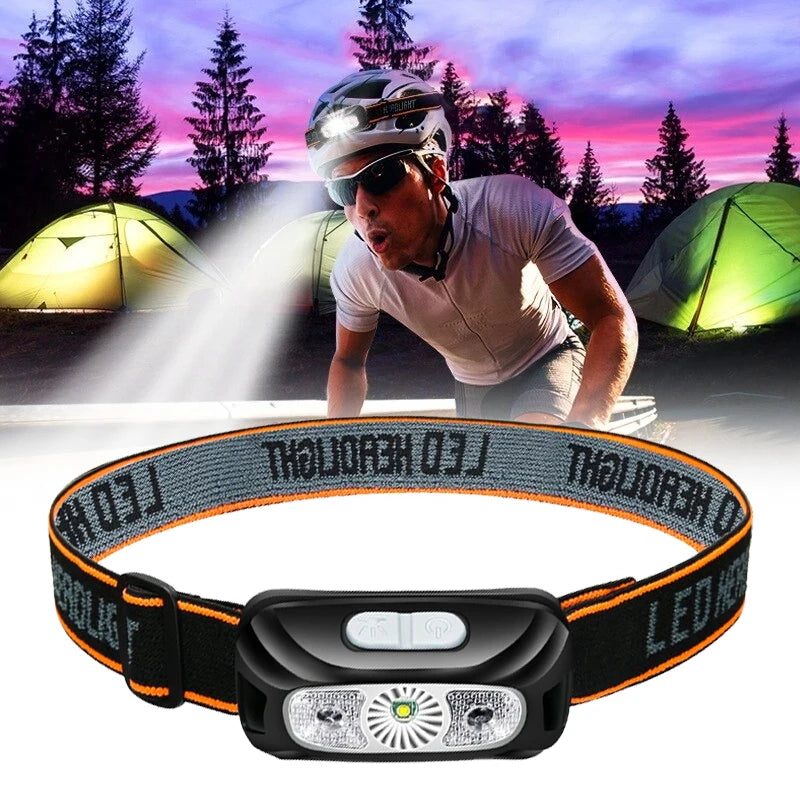 Mini Rechargeable Powerful Sensor Headlamp Fishing Camping USB Head
