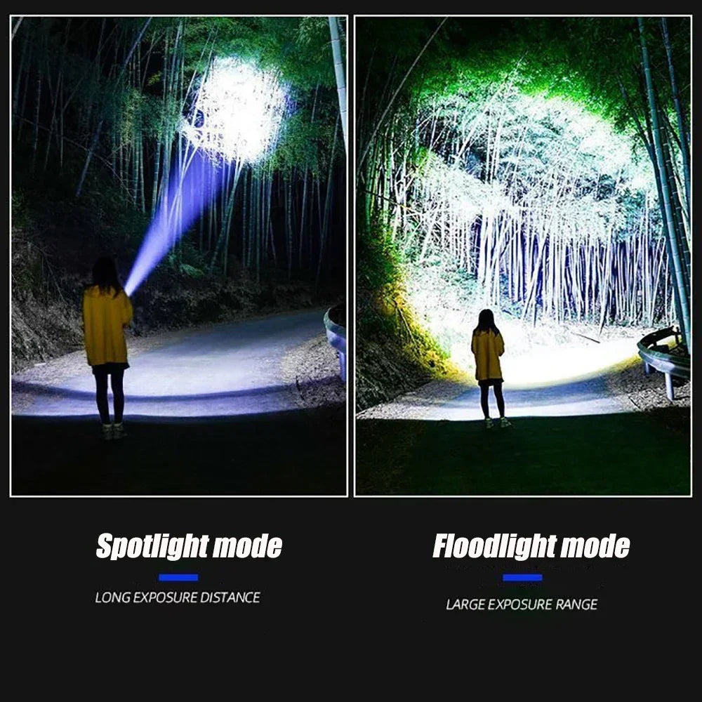 Ultra Bright LED Flashlight Powerful Tactical Torch 15000mah Built-in