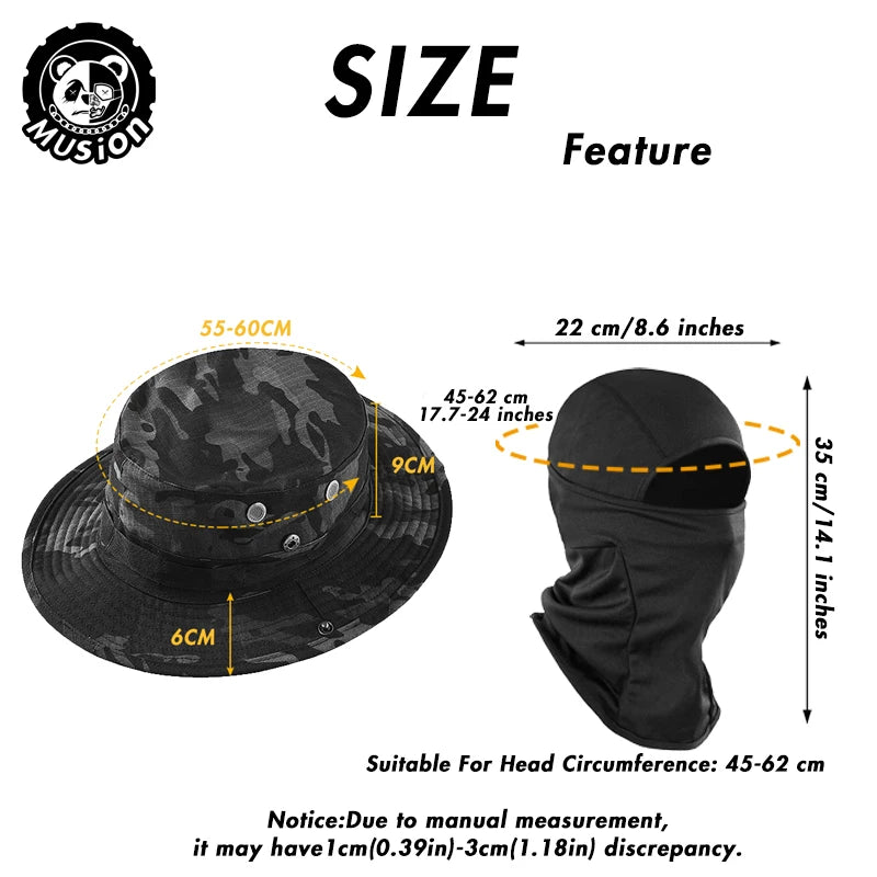 Musion Chapeau Boonie avec Balaclava - Chapeau Pliable et Protecteur contre le Soleil