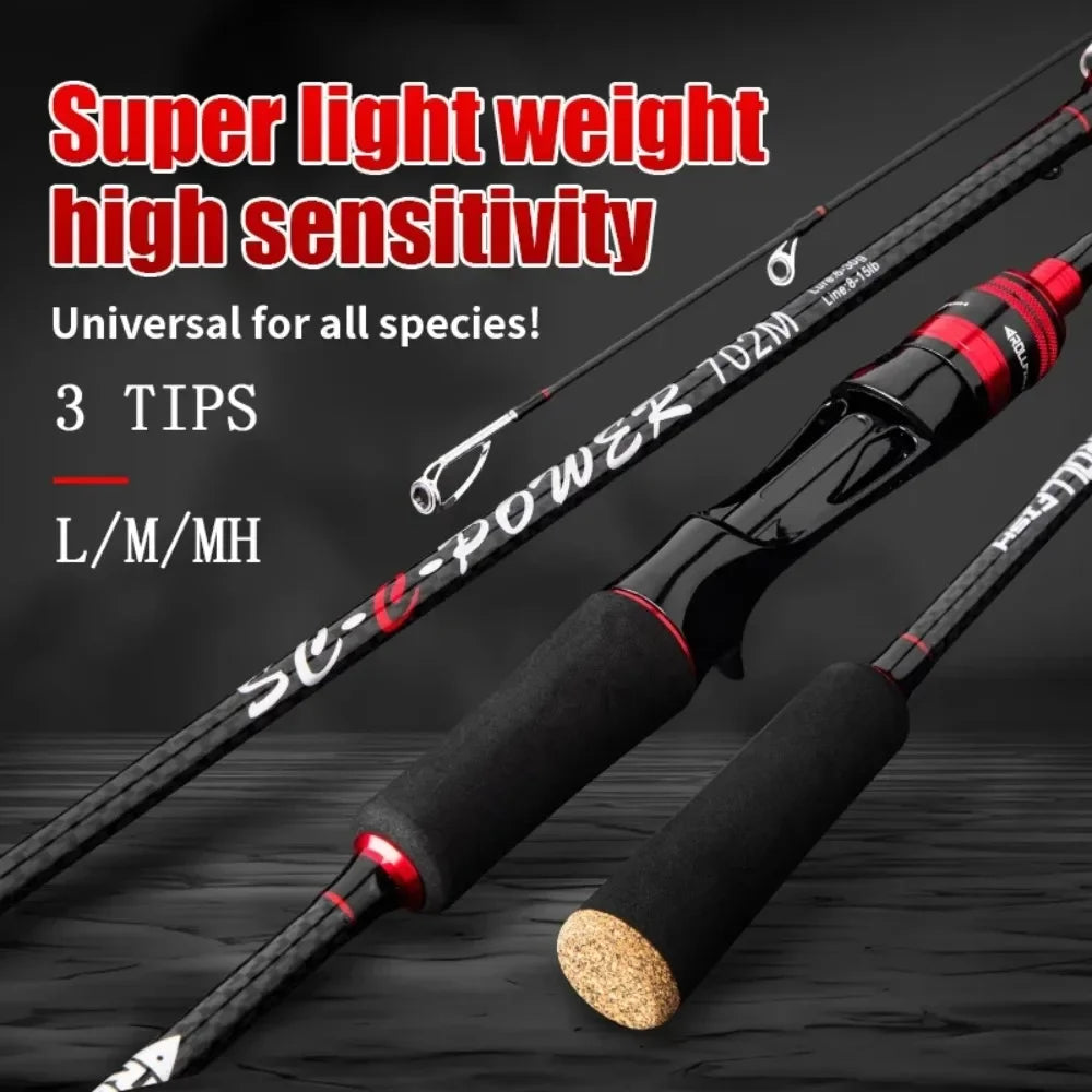 Ourbest Lure Fishing Rod 1.68/1.8/2.1/2.4M 30T Carbon Casting Spinning