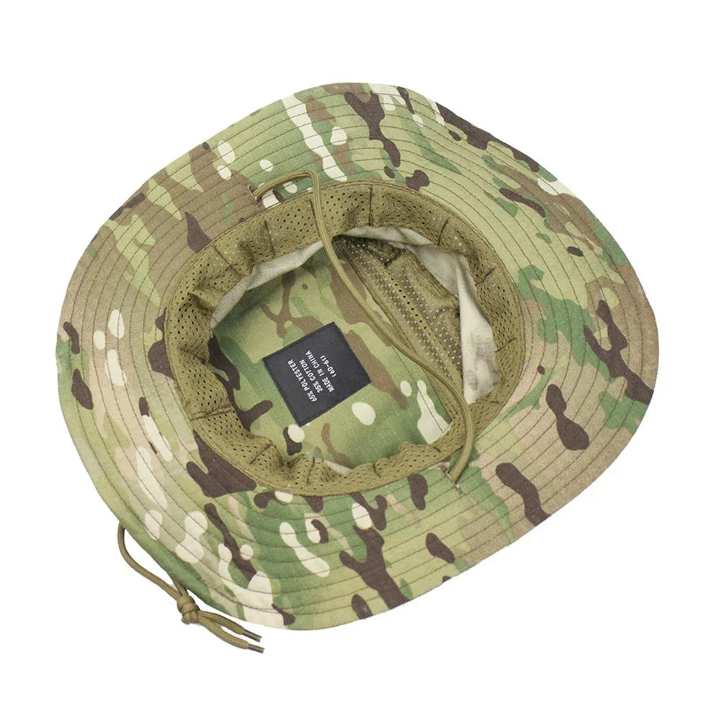 Chapeau Boonie Camouflage Tactique - Large Visière, Idéal pour les Hommes en Plein Air