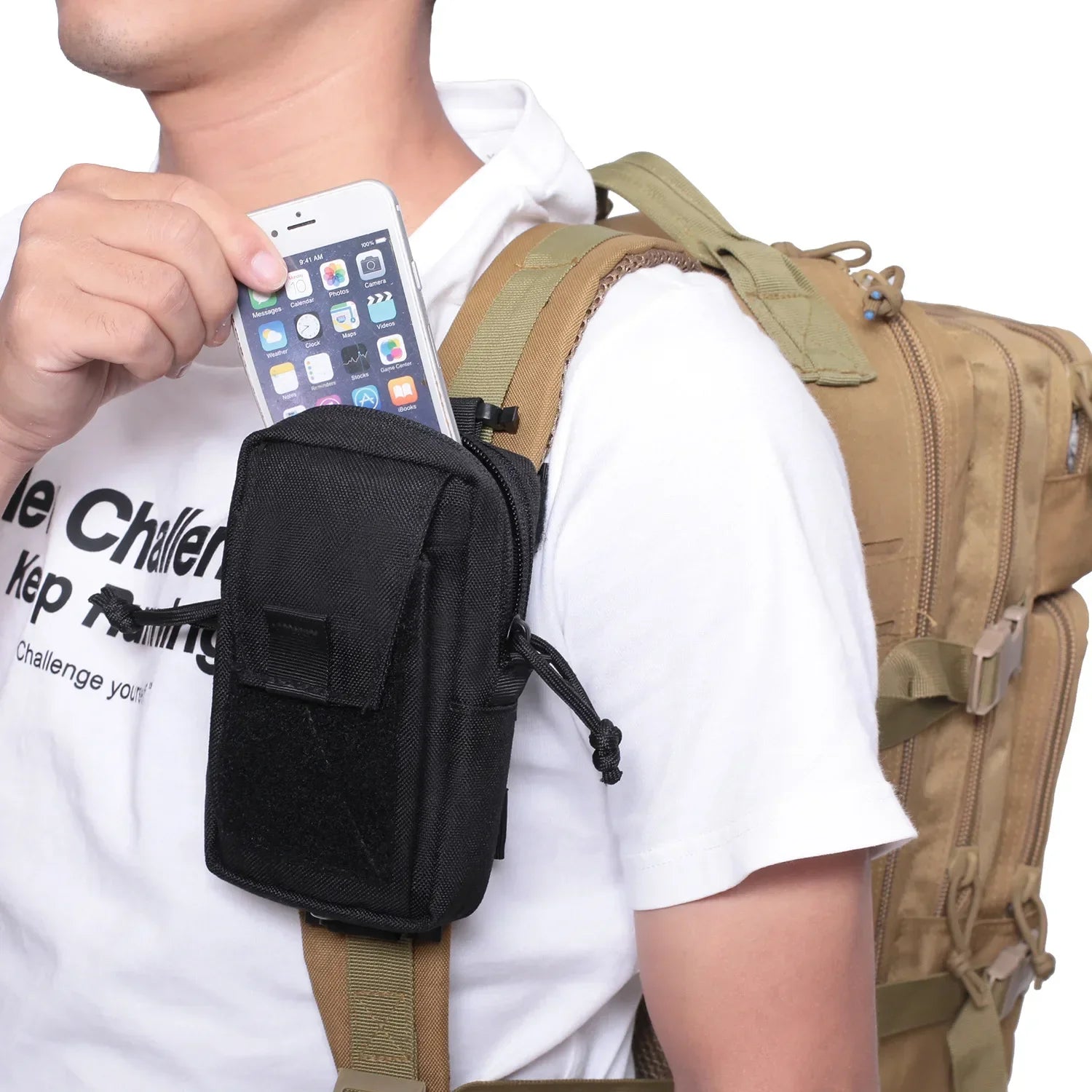 Molle Backpack Strap Bag Phone Holder Outdoor Sports Running Camping