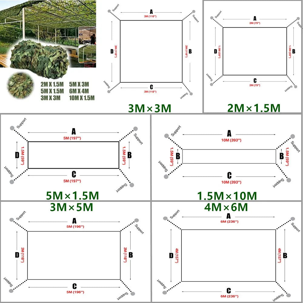 3Mx5M/4Mx6M Hunting Camouflage Nets Woodland Training Camo Netting Car