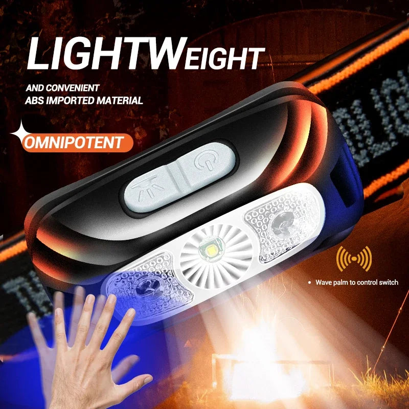 Mini Rechargeable Powerful Sensor Headlamp Fishing Camping USB Head