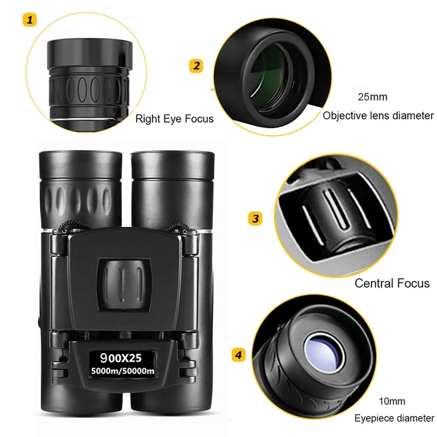900x25 Professional HD Binoculars Powerful Remote Portable FMC BAK4