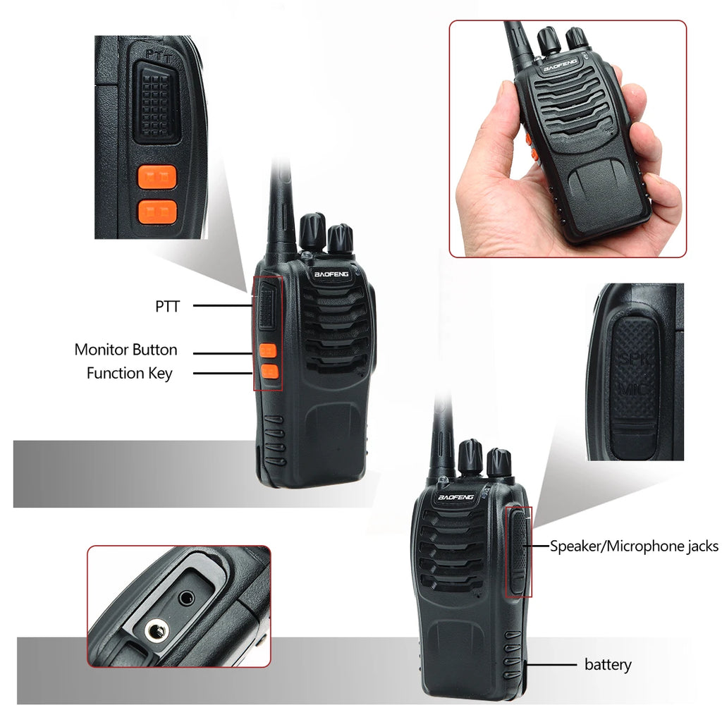 2/4PCS Baofeng BF-888S Pro Walkie Talkie Wireless Copy Frequency Long