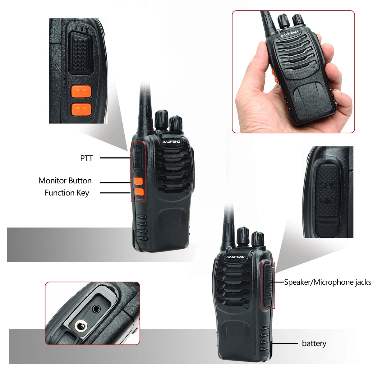 2/4PCS Baofeng BF-888S Pro Walkie Talkie Wireless Copy Frequency Long